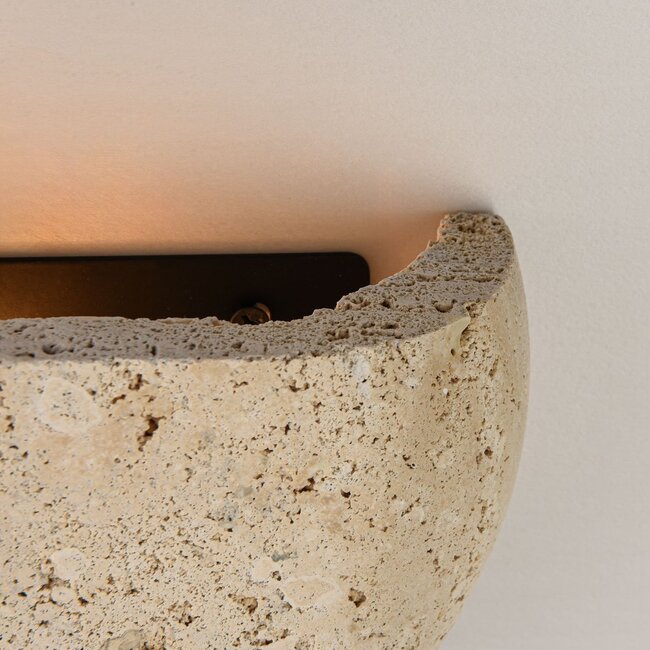Wall lamp Teros - semi-circular travertine (natural stone)