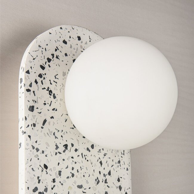 Wall light made of cement and opal white glass in terrazzo look - Velo