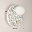 Round wall lamp Velo in cement and opal-white glass, terrazzo look