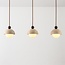 3-light pendant light Vara - travertine (natural stone), wood and opal white glass