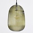 3-light pendant light Elisa in ribbed glass - green