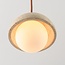 Pendant light Vara made of travertine (natural stone), wood and opal white glass