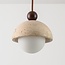 Pendant light Vara made of travertine (natural stone), wood and opal white glass