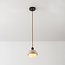 pendant light Vara - travertine (natural stone), wood and milk-white glass