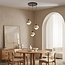 Modern pendant light made of travertine (natural stone), wood and opal white glass, 3-light - Vara