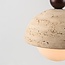 Modern pendant light made of travertine (natural stone), wood and opal white glass, 3-light - Vara