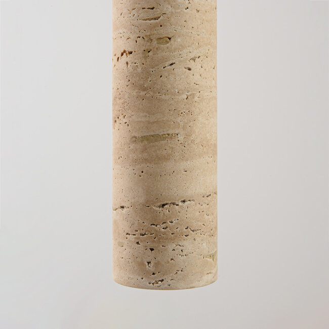 4-light pendant light Oreno - travertine (natural stone) and wood, including light source