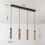 4-light pendant light Oreno - travertine (natural stone) and wood, including light source