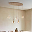 Modern Alea pendant light in beige with transparent glass spheres, 5 lights