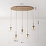 Modern Alea pendant light in beige with transparent glass spheres, 5 lights
