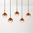 Pendant light Nira with brown ombre glass spheres, 5-light