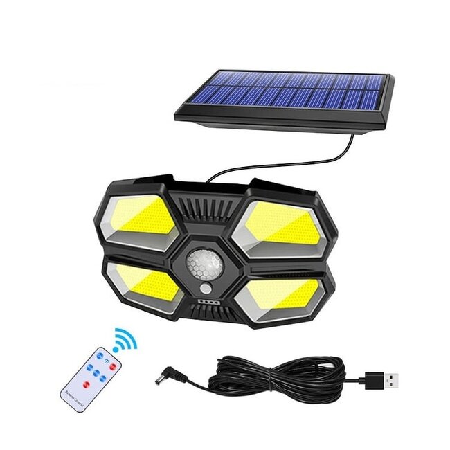 Solar outdoor wall light with sensor, black - Asher