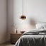 Natural Travé pendant lamp made of travertine (natural stone) and wood