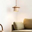 Japandi pendant light made of travertine (natural stone) and light wood - Travia