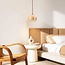 Japandi pendant light Travo made of travertine (natural stone) and light wood