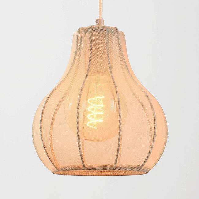 4-light Japandi pendant light Senji sand taupe with linen shades