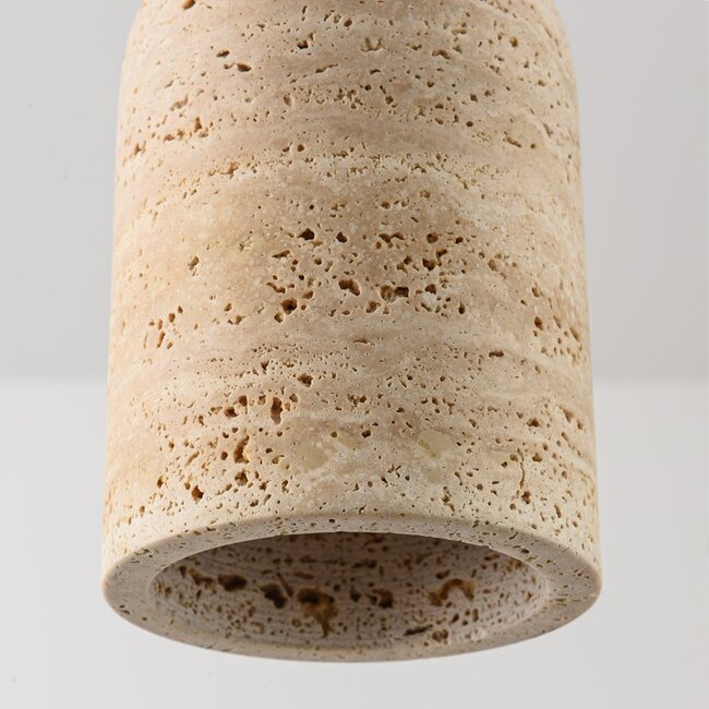 Japandi pendant light Voro - travertine (natural stone) and wood