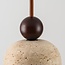 Japandi pendant light Voro - travertine (natural stone) and wood