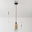 Japandi pendant light Voro - travertine (natural stone) and wood