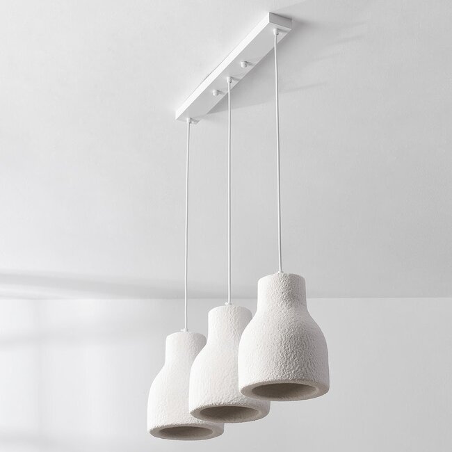 Wabi-Sabi Hikari pendant lamp with White stone effect, 3-light