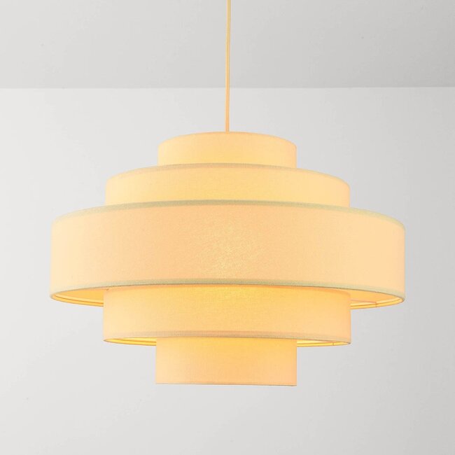 Pendant light Zavon with layered fabric shade in cream beige