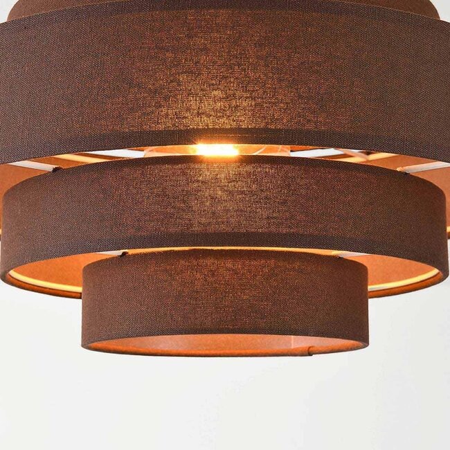 Ceiling light Mavro with layered fabric shade - dark brown