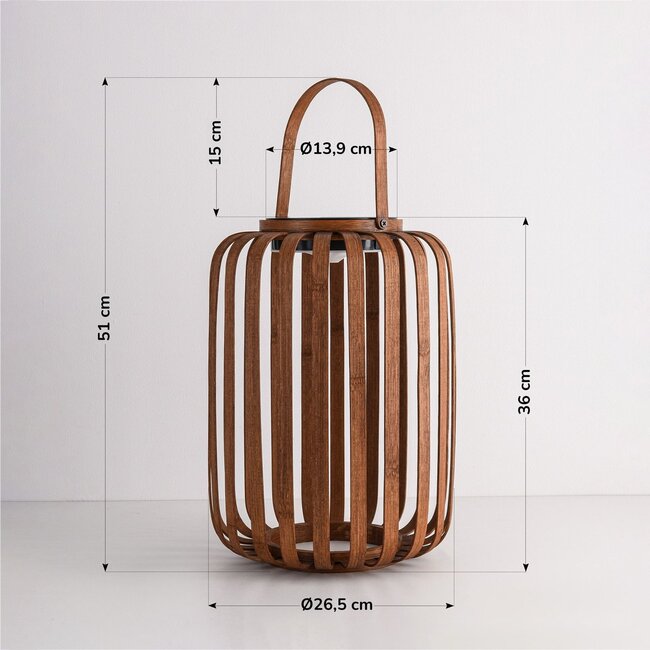 Solar lantern Solari with bamboo look - rechargeable and dimmable