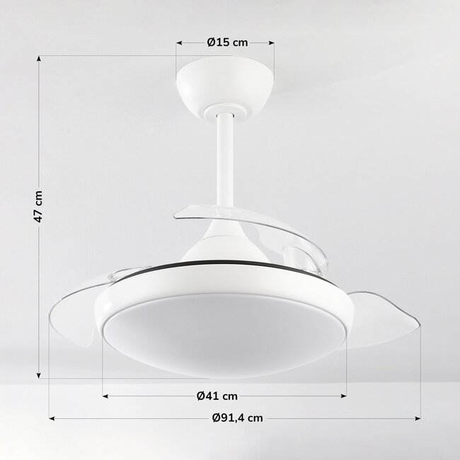 Ceiling fan Haizea with integrated LED and remote control - white
