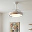 Ceiling fans with light and 3 fold-out blades, Vjetar - White with Wood effect