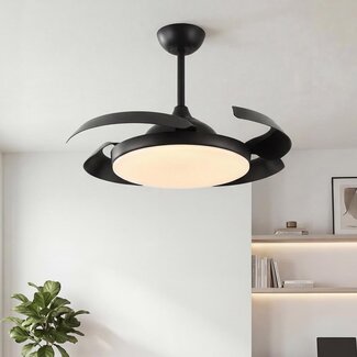 Black ceiling fan with integrated light source - Ventu