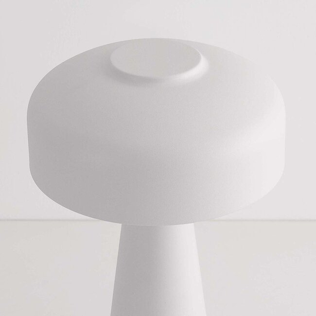 Rechargeable mushroom lamp Soma in white with touch dimmer and adjustable colour temperature