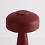 Rechargeable Soma mushroom lamp in red with touch dimmer and adjustable light colour