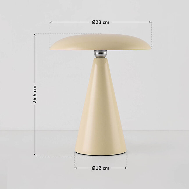 Rechargeable table lamp Ariso cream with touch dimmer and adjustable light colour