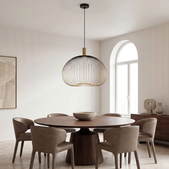 Modern pendant light Noblin black with gold metal Ø60 cm
