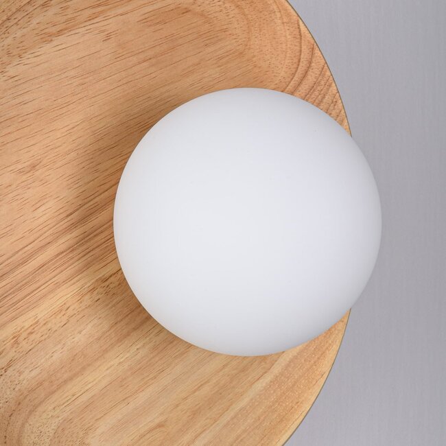 Ruva Wall Light in Light Wood and Opal White Glass