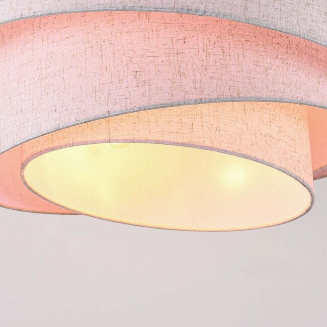 Modern ceiling light Neroi beige with three layered linen shades