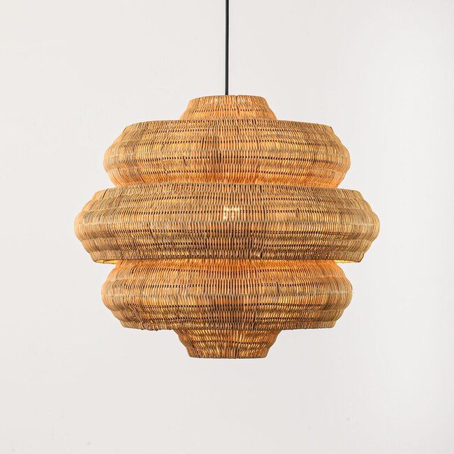 Rattan pendant light Amiro - layered shade
