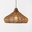 Pendant light Suki made of hand-woven rattan with wooden detail Ø49 cm
