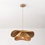 Rattan pendant light Arua with hand-woven double shade and golden detail Ø50 cm