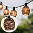 Festoon lighting set including dark rattan-look shades, available with different LED bulbs