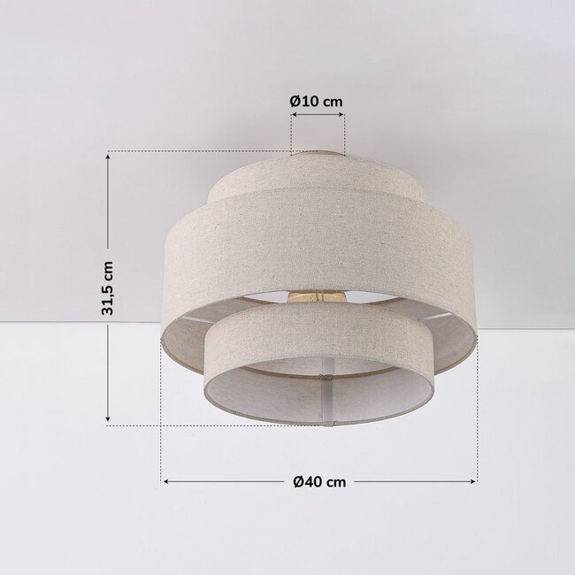 Corre Ceiling light with three layered linen shades