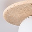 Ceiling light Cenno with travertine look and opal white glass