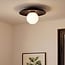 ceiling light Ruvo - dark brown wood with opal white glass