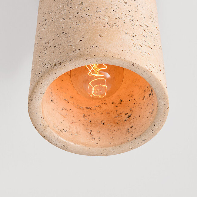 Ceiling light Amara travertine (natural stone) and wood