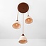 3-light Japandi pendant light Marena - travertine (natural stone) and wood