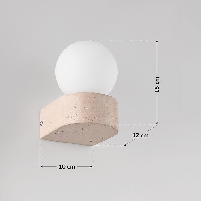 Wall light Alessa made of travertine (natural stone) with glass sphere