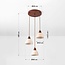 3-light Japandi pendant light Marena in travertine (natural stone) and wood