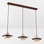 3-light Japandi pendant light Caelio - travertine (natural stone) and wood