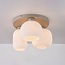 3-light ceiling light Elowen beige with ribbed opal white glass