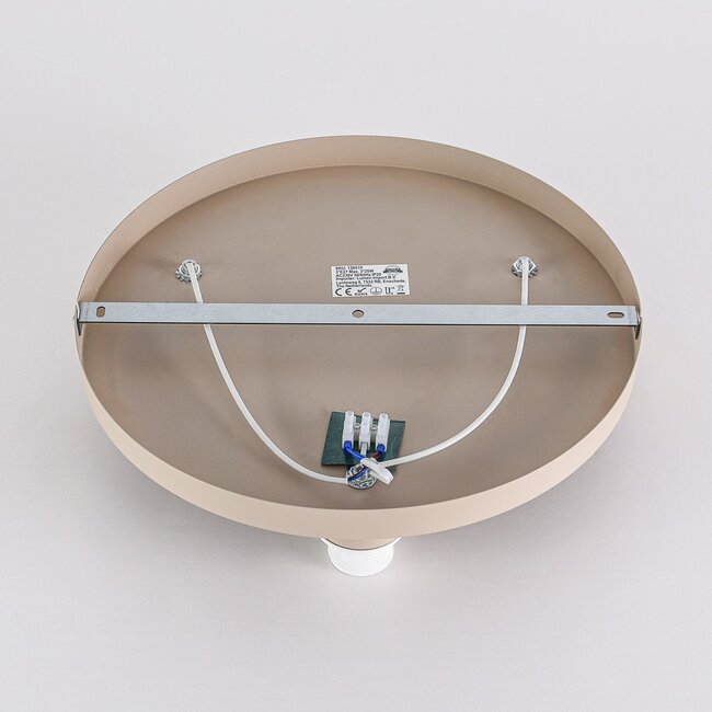 3-light ceiling light Elowen beige with ribbed opal white glass